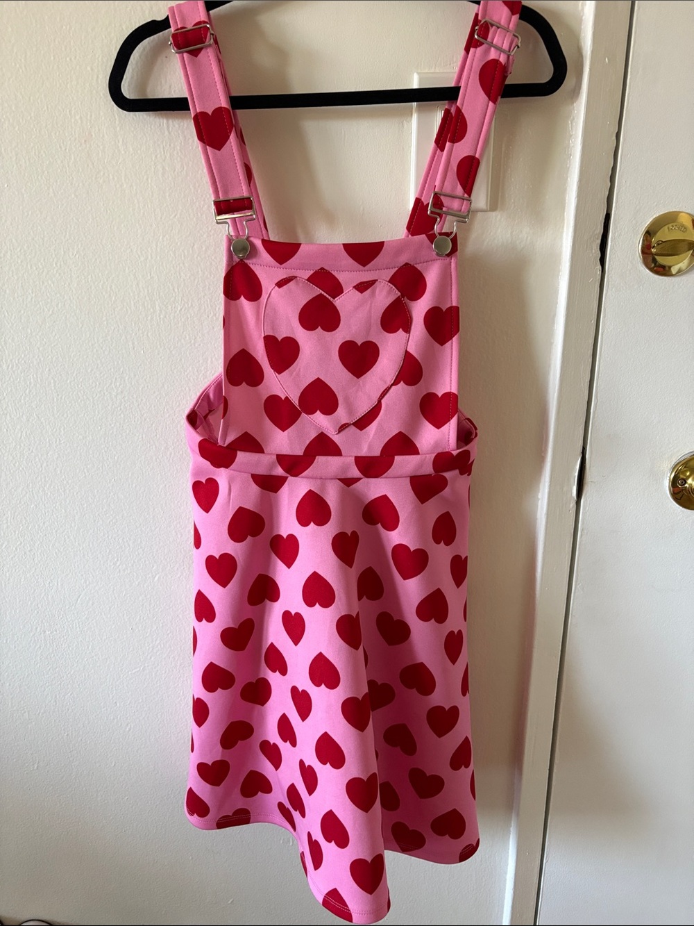 Hot Topic Pink Heart Print Pinafore Dress